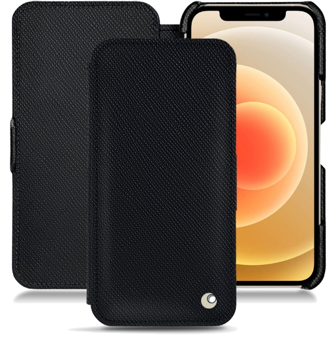 Housse cuir Apple iPhone 12 - Rabat horizontalNoir