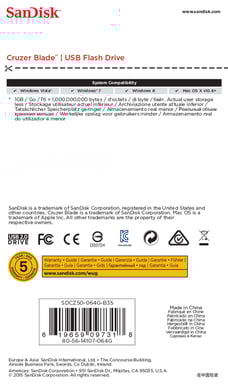 SanDisk Cruzer Blade 64 GB Unità flash USB USB Type-A 2.0 Nero, Rosso
