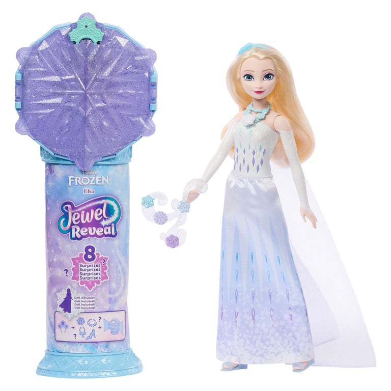 Poupée Disney Mattel JJY36 – Elsa Jewel Reveal avec 8 Accessoires Surprises - vue 4