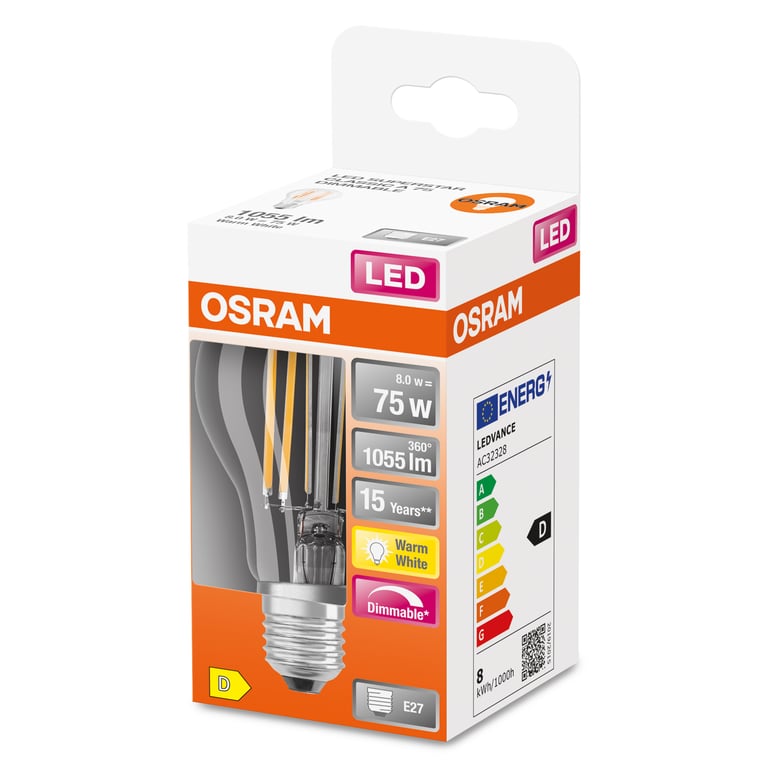 Osram SUPERSTAR ampoule LED Blanc chaud 2700 K 9 W E27 D - Neuf