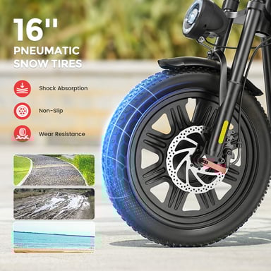 Trottinette électrique - F7 Moteur 1000 W, autonomie de 50 km, pneus neige 16'' - Noir