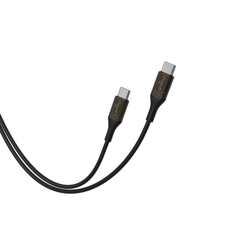 GREEN-E GR7201 - Câble USB-C vers USB-C 100W + sangle de rangement - Noir -  2,50 m - Green_E