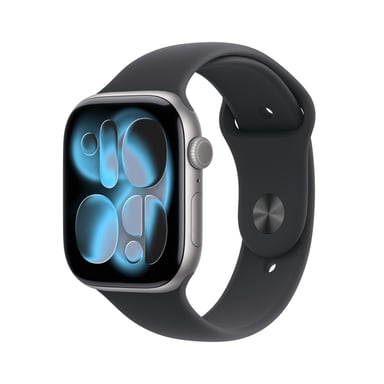 APPLE WATCH SERIES 11GPS + CELLULAR 46MM SPACE GREY ALUMINIUM CASE WITH BLACK SPORT BAND - M/L