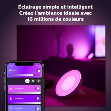 White & Color Ambiance, lampe Bloom, 4eme génération - Blanc, Bluetooth, fonctionne avec Alexa, Google, Homekit