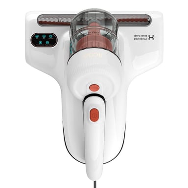 Aspiradora Antiácaros JIGOO J200, Aspiradora de Colchones, con Doble Taza Integrada, Succión 13KPa, Lámpara UV, Aire Caliente 60?, Pantalla LED
