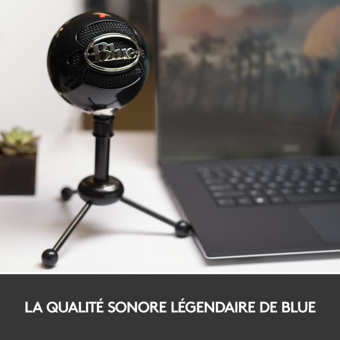 Microphone USB Blue Snowball pour Enregistrement, Streaming, Podcast, Gaming sur PC et Mac - Noir