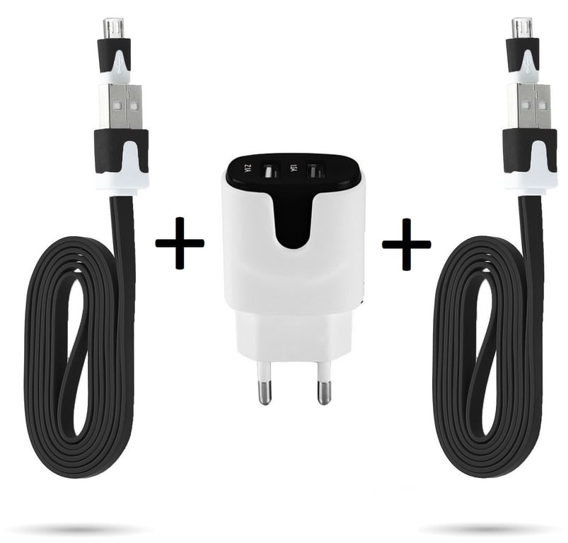 Pack pour Xbox One Micro USB (2 Cables Chargeur Noodle + Double