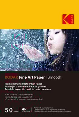 KODAK  9891093 - 50 feuilles de papier photo 230g/m², mat, Format A6 (10x15cm), Impression Jet d'encre effet lisse