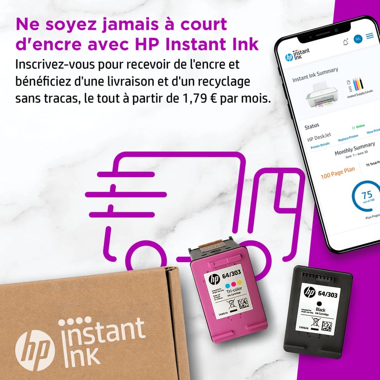 Imprimante Multifonctions Jet D'encre Instant Ink Deskjet Hp - vue 3