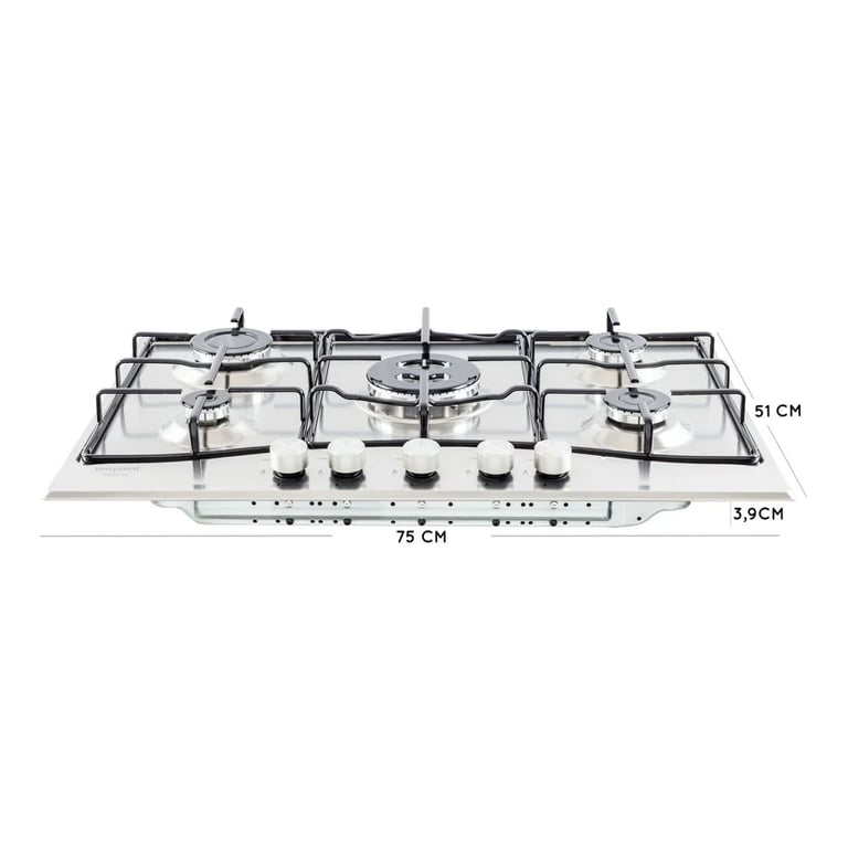 Plaque Gaz Hotpoint PCN752TIXHA – 5 Foyers, Acier Inox, 10500 W - vue 2