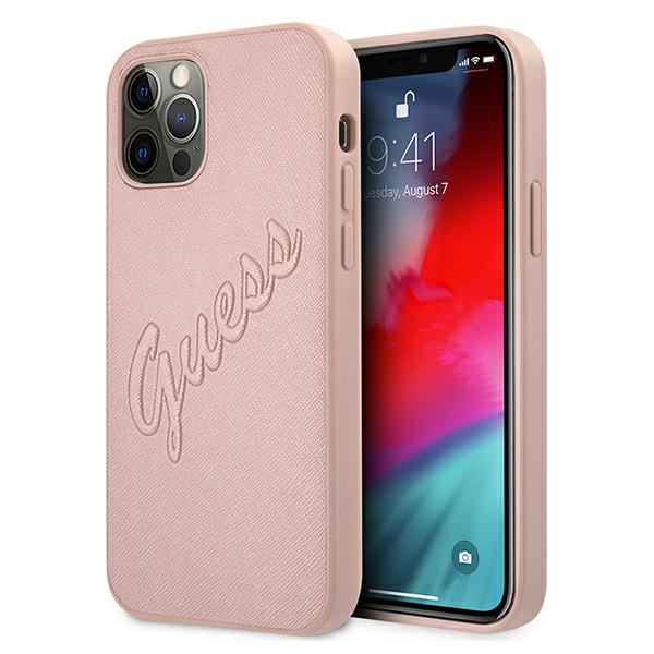 Guess Étui Saffiano Vintage Script pour iPhone 12 Pro Max