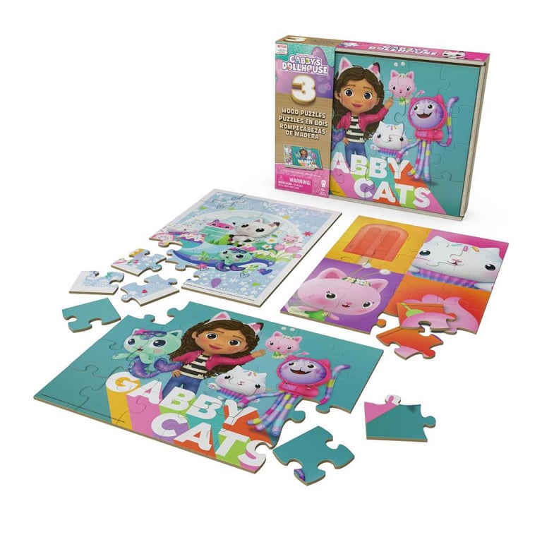 Coffret de 3 Puzzles en Bois FSC Gabby et la Maison Magique Activité Éducative Neuf - vue 3