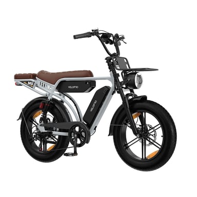 Vélo électrique VELOPRO M9, double batterie 48 V 35 Ah, clignotants - Blanc
