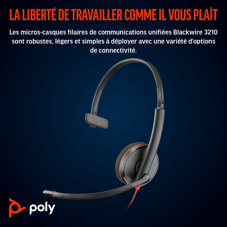 POLY Micro-casque Blackwire 3210 monaural USB-C - Neuf