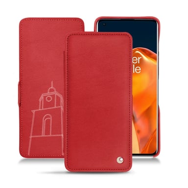 Housse cuir OnePlus 9 Pro - Rabat horizontal - Rouge - Cuir lisse premium