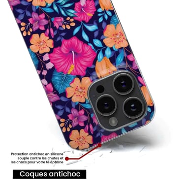 Coque en silicone - Compatible Samsung Galaxy A34 5G - design fleurs exotiques