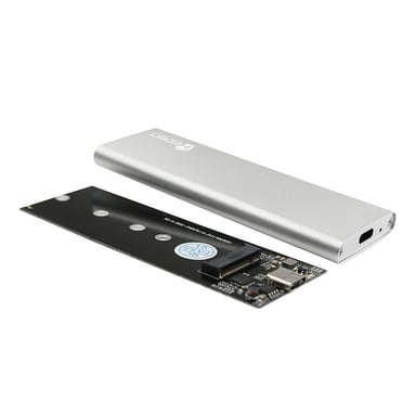 Carcasa externa M2 SSD, interfaz dual NVMe+Sata, USB3.2, USB C- Cable USB C/A incluido, totalmente de aluminio