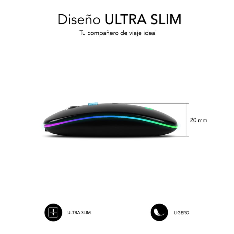 Souris SUBBLIM SUBMO-LDFLAT1 – Bureau Ambidextre RF + Bluetooth 1600 DPI - vue 2