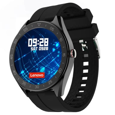 LENOVO Montre connectée à cadran rond, Noir