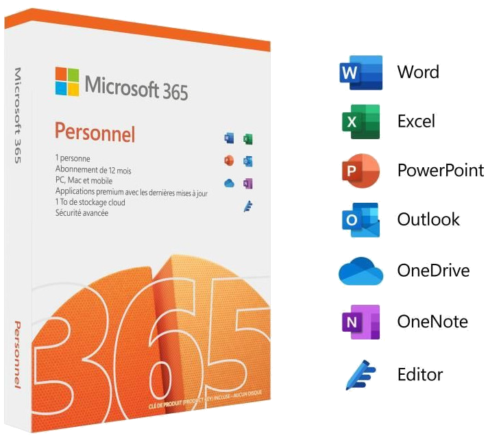 MICROSOFT 365 Personnel - 1 utilisateur - PC ou Mac - Abonnement 1 an