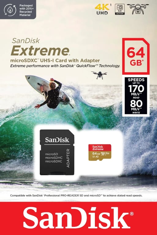 SanDisk Extreme 64 GB MicroSDXC UHS-I Clase 10