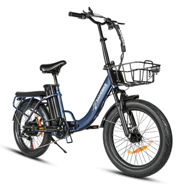 Bicicleta eléctrica plegable urbana SAMEBIKE CY20 Pro con batería de 36 V y 13 Ah, Shimano de 7 velocidades - Azul oscuro