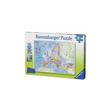 Puzzle XXL 200 piezas - Mapa geográfico de Europa para niños