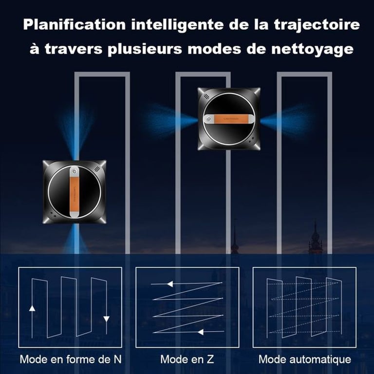 Robot Laveur de Vitres Liectroux YW910 Double Pulvrisation Nettoyage AI 3 Modes Automatiques - vue 3