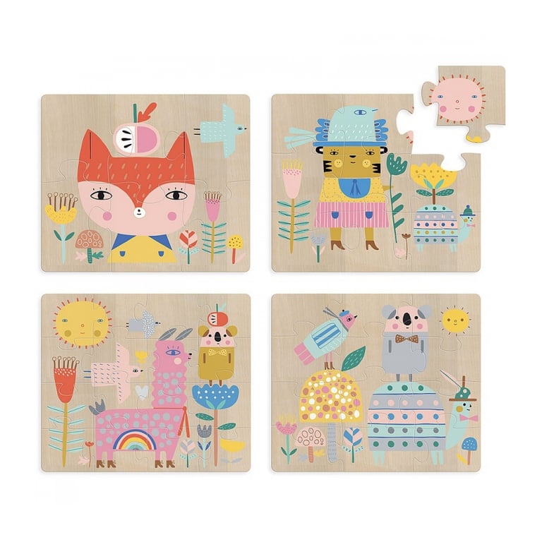 Vilac Puzzle Suzy Ultman 18 Cm 6-9-12-16 Pièces Jaune Bois