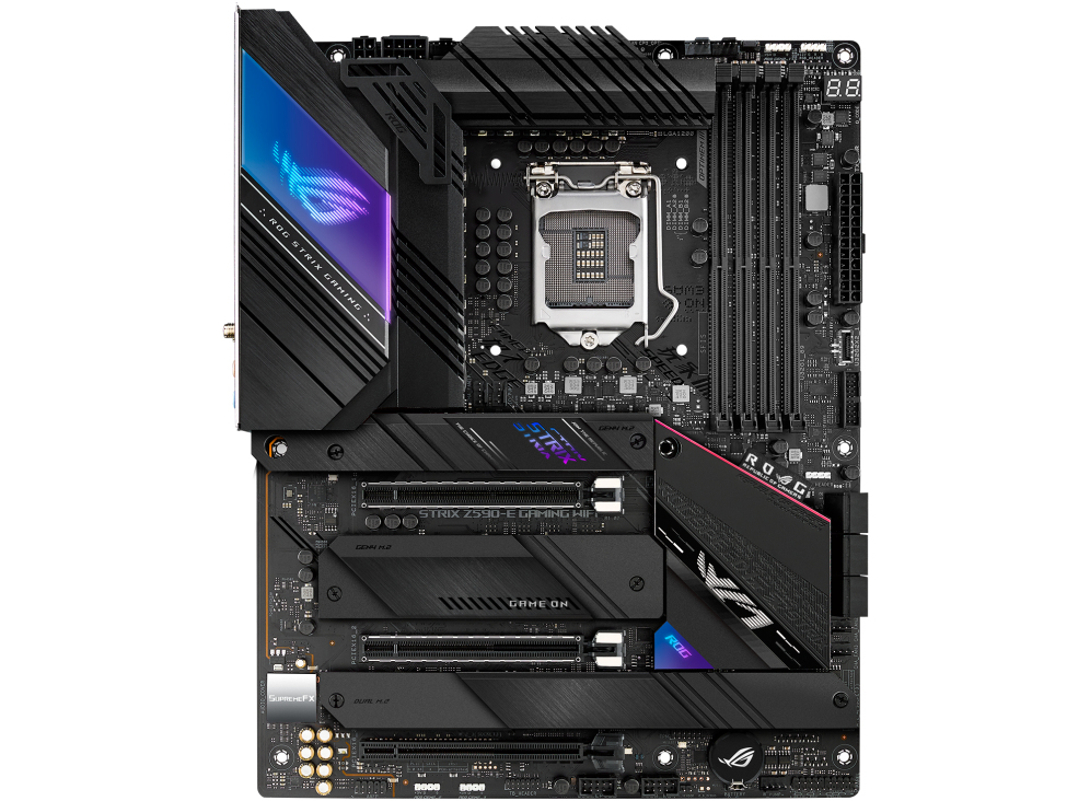 ASUS ROG STRIX Z590 E GAMING WIFI Carte mère ATX Socket LGA1200 Z590 Chipset USB C Gen2 USB 3.2 Gen 1 USB 3.2 Gen 2 USB C Gen 2x2 Wi Fi 6 2 x 2.5 Gigabit LAN carte graphique... - vue 2