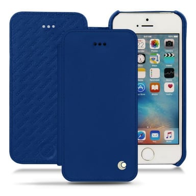 Housse cuir Apple iPhone SE - Rabat horizontal - Bleu - Cuir lisse