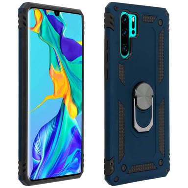 Coque pour Huawei P30 Pro Bi matière Rigide Souple Bague Support Vidéo Bleu nuit