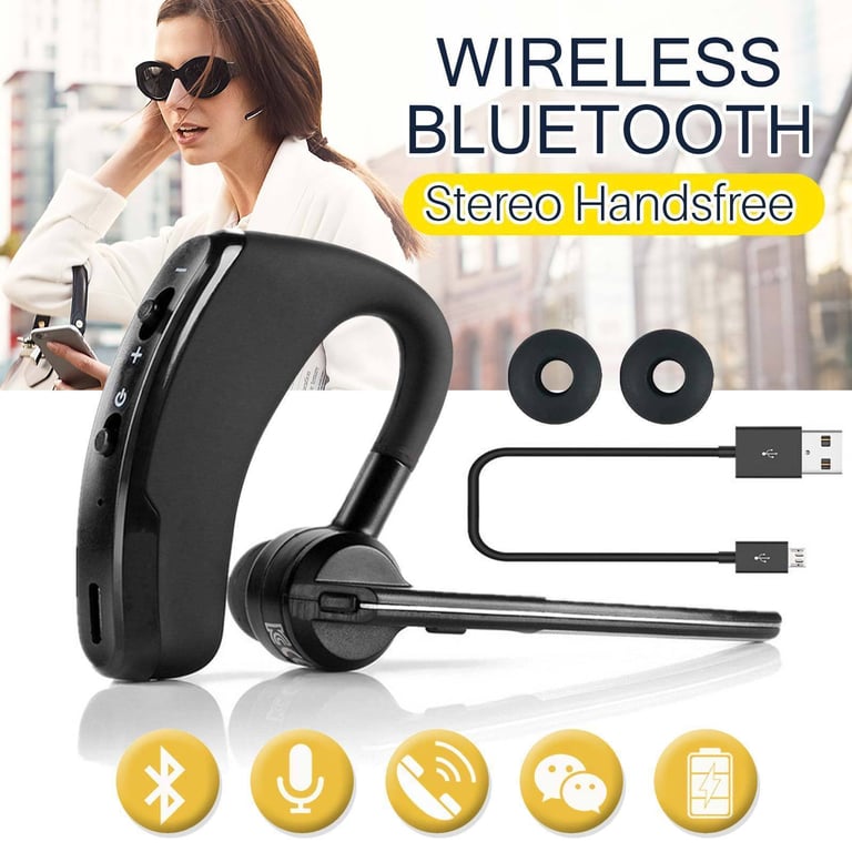 Oreillette Bluetooth pour Smartphone Intra-auriculaire Sans Fil Son Main Libre Universel Business (NOIR)