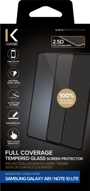 Protector de pantalla de cristal templado (100% cobertura de superficie) para Samsung Galaxy Note10 Lite, Negro