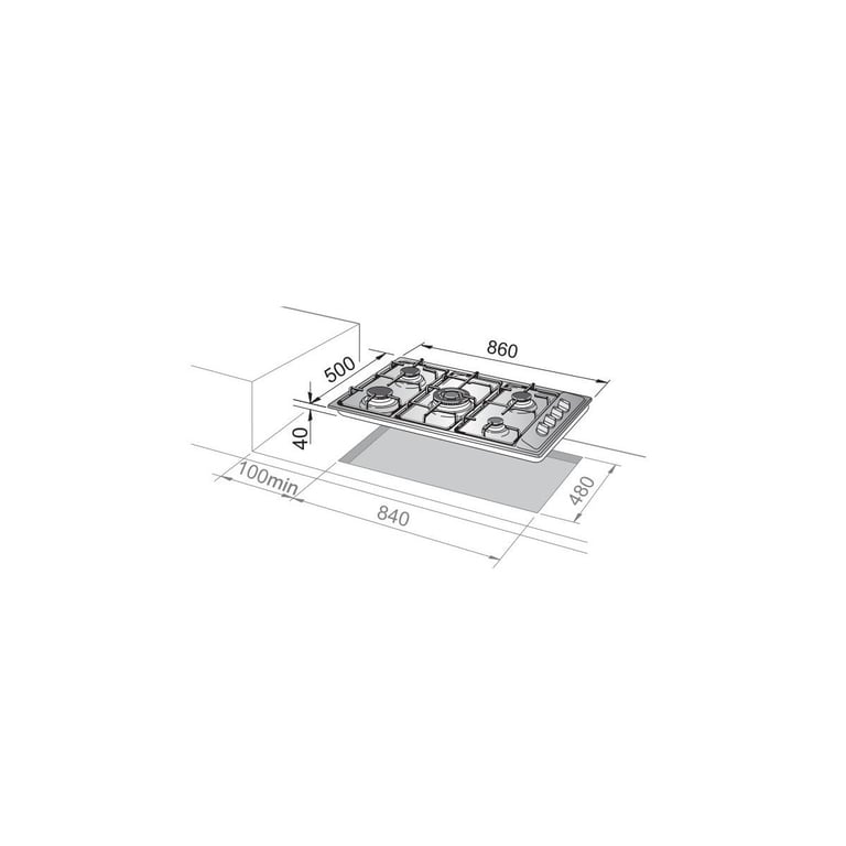 Table de cuisson De'Longhi FLT 59 DD Cuivre Encastrable 86 cm Gaz 5 Feux Neuf - vue 2