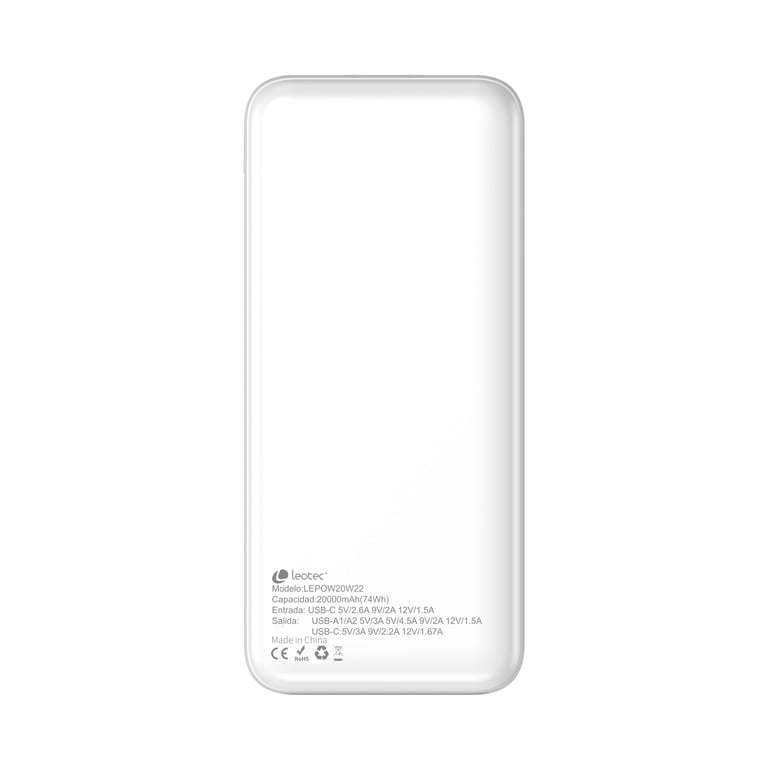 Leotec LEPOW20W22W banque d'alimentation électrique Lithium Polymère LiPo 20000 mAh Neuf