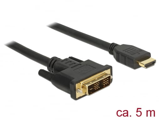 DeLOCK 85586 adaptador de cable de vídeo 5 m DVI-D HDMI tipo A (Estándar) Negro