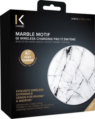 Base di ricarica wireless Qi veloce con effetto marmo 7,5W/10W, bianco