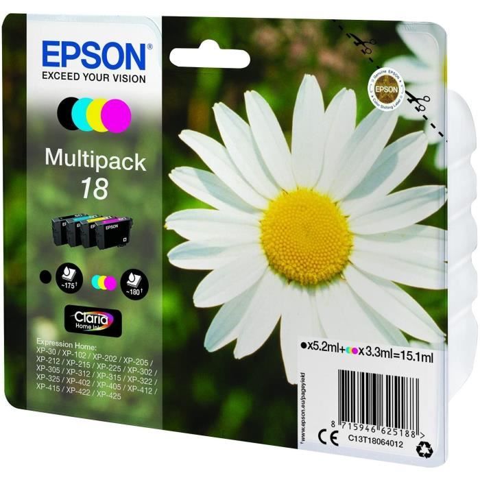 Cartouche d'encre EPSON T1806 C/M/Y/BK Multi Pack 4 couleurs - C13T1806 - Neuf