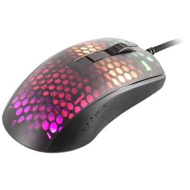 Mars Gaming MMR, Ratón Gaming RGB Chroma, Estructura Translúcida Ultra-ligera 58 g, 12800 DPI, Switches Mecánicos HUANO, Negro