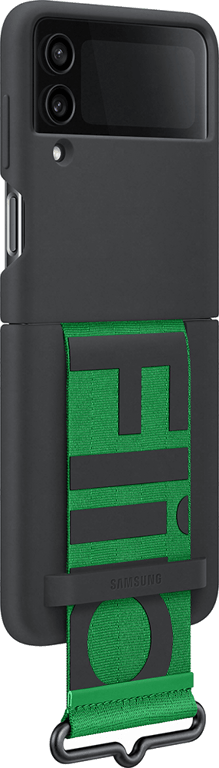 Coque Samsung G Z Flip 4 Silicone avec lanière Noire Samsung