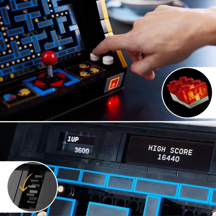 10323 Exclu Cdiscount Icons Jeu d'Arcade PAC-MAN, Maquette pour Adultes a Construire, Machine de Jeu avec des Personnages - Neuf