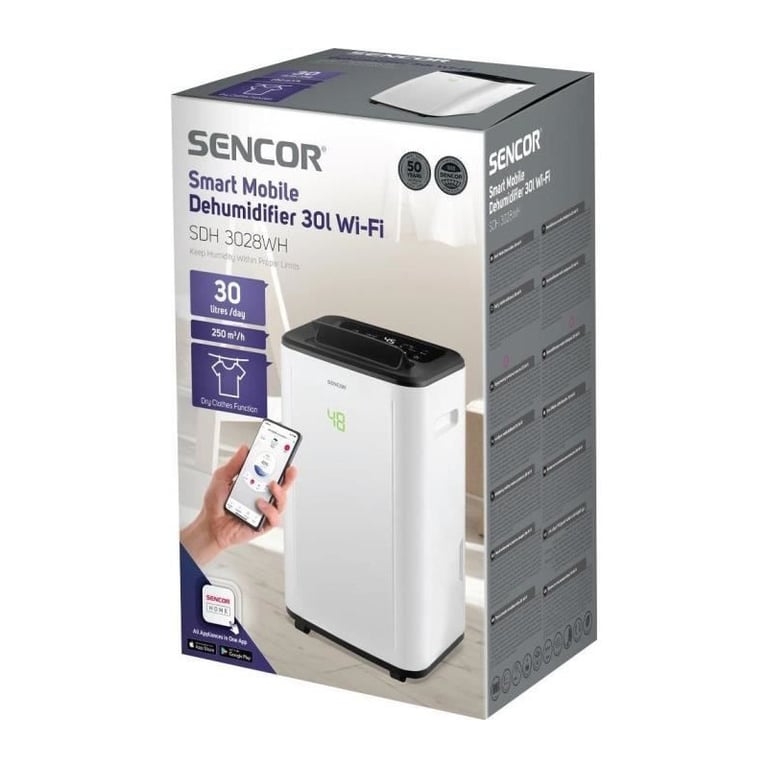Déshumidificateur Sencor SDH 3028WH – 30 L/jour, Wi-Fi, 3 Modes - vue 4