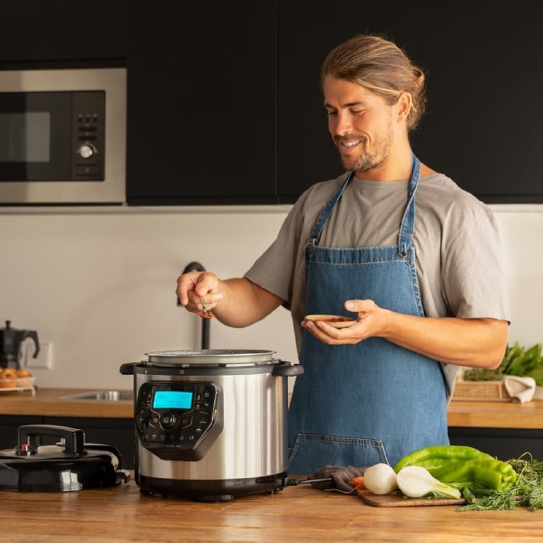 Cecotec Pot programmable avec tête Friteuse d'air et balance GM H Deluxe Fry. Robot de cuisine multifonction 6 litres couvercle Advance programmable 24h température réglable recette - vue 2