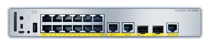 Cisco C9200CX-12T-2X2G-E commutateur réseau Géré Gigabit Ethernet (10/100/1000) Connexion Ethernet, supportant l'alimentation via ce port (PoE) - Neuf