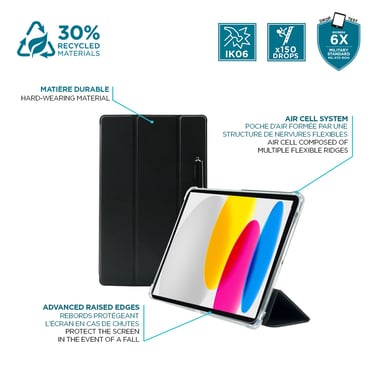 Custodia antishock per iPad 10.9'' 10th gen 2022 con copertina intelligente e porta-stilo