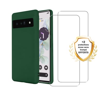 EVETANE Cover Google Pixel 7 Silicone Liquid Drill Verde + 2 Protezioni per lo schermo in vetro temperato