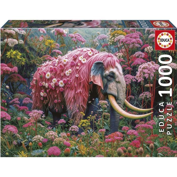 Puzzle EDUCA Éléphant Fleuri 1000 pièces 48x68 cm Pour adultes Animaux