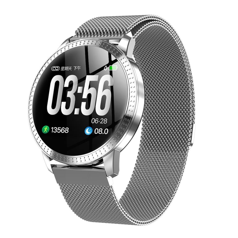 Montre Connectée Femme iOs Android Smartwatch Sport Cardio Traqueur  D'Activité Argent YONIS