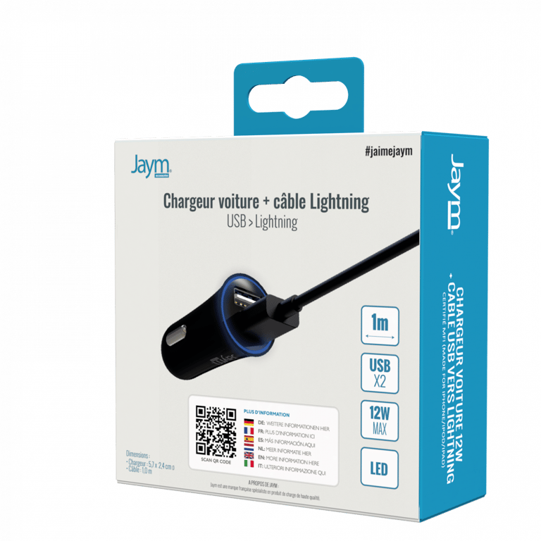 Pack Chargeur Apple / Samsung / Google Chargeur Voiture 2 PORT USB + Câble Lightning 1 mètre Compatible Lightning MFI Neuf - vue 3